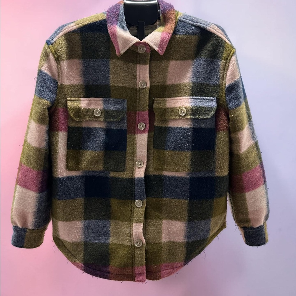 saltwater LUXE Multicolor Plaid Shacket — Olive, Navy & Pink